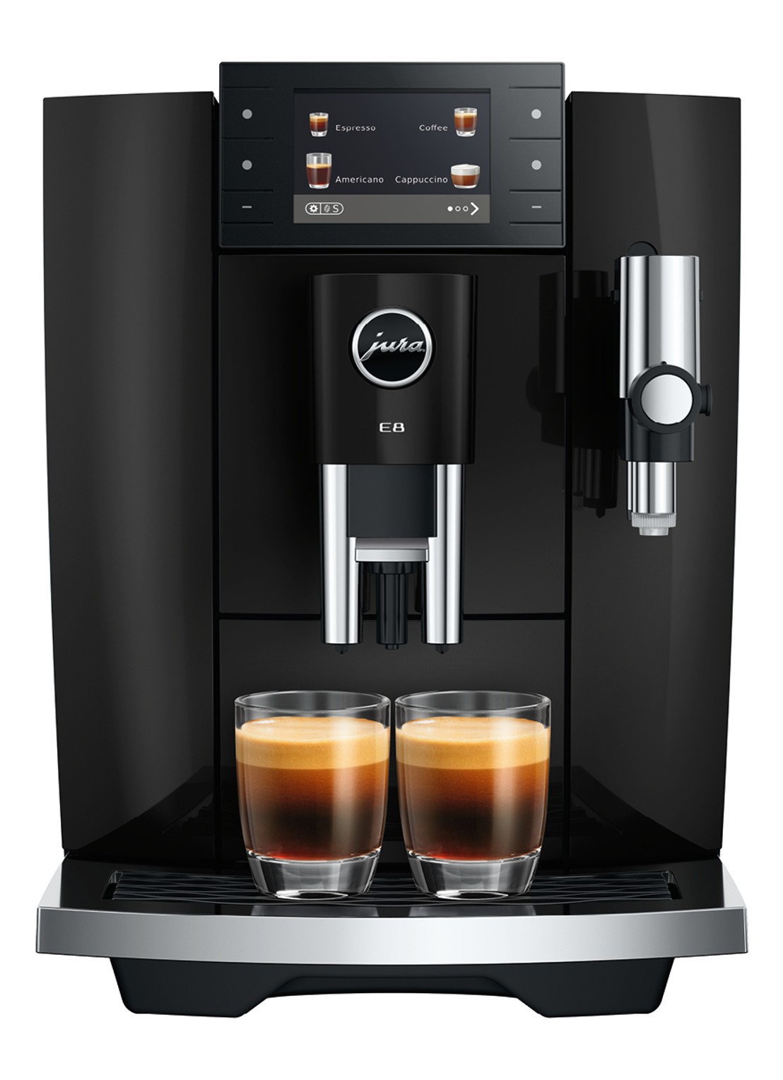 JURA E8 Piano Black (ED) volautomatische koffiemachine - voorkant 2 zwart