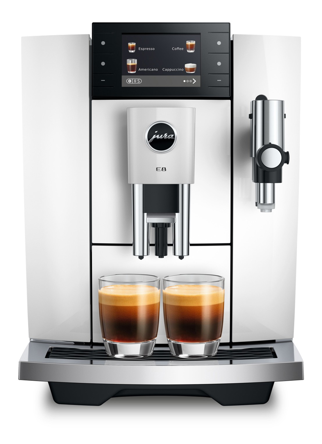 JURA E8 Piano White (ED) volautomatische koffiemachine - voorkant 2 wit