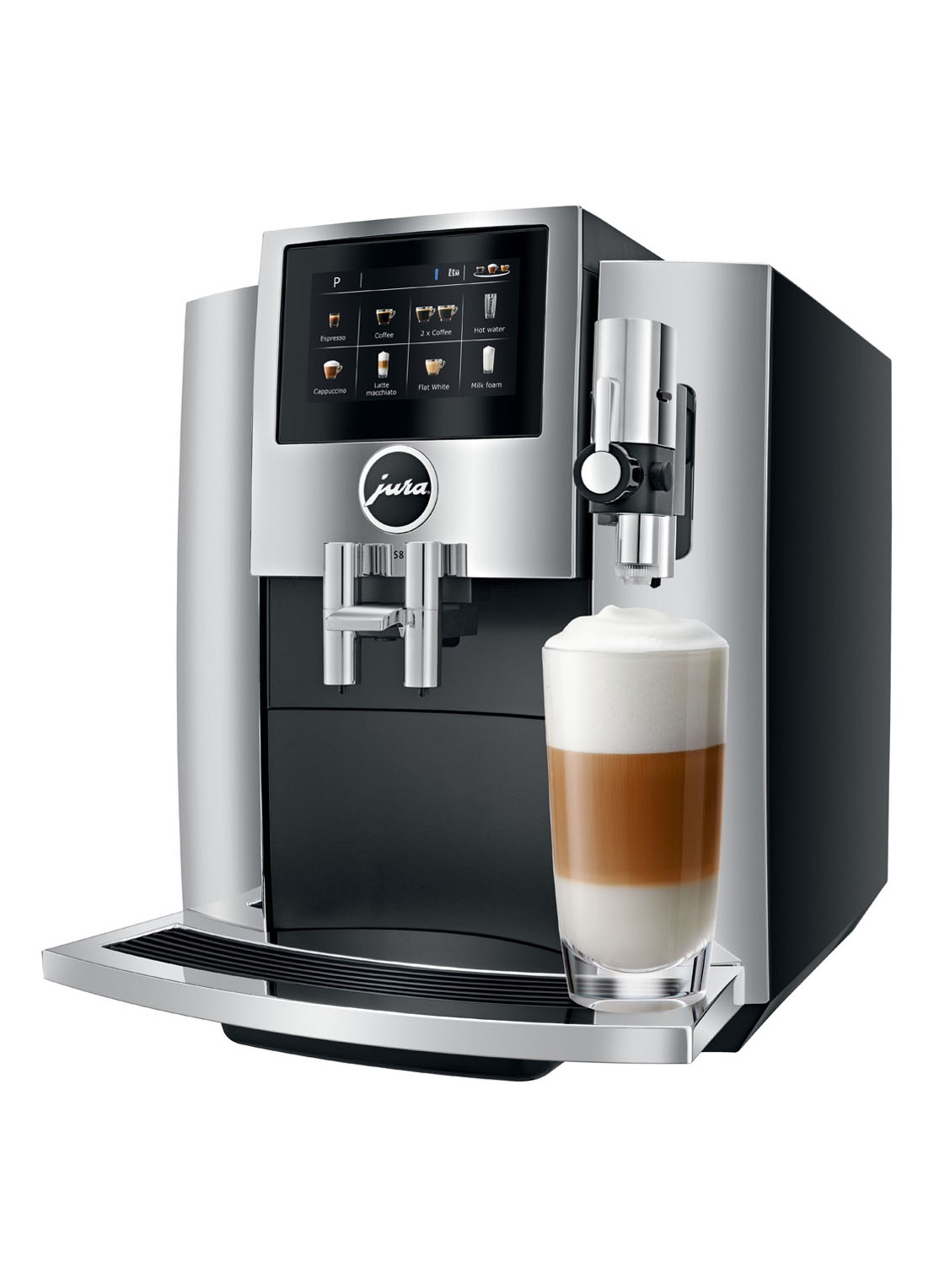 JURA S8 Chroom (EA) koffiemachine - voorkant 6 metallic