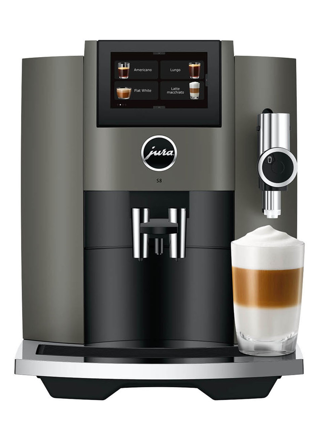 JURA S8 Dark Inox (EB) volautomatische koffiemachine - voorkant 2 zwart