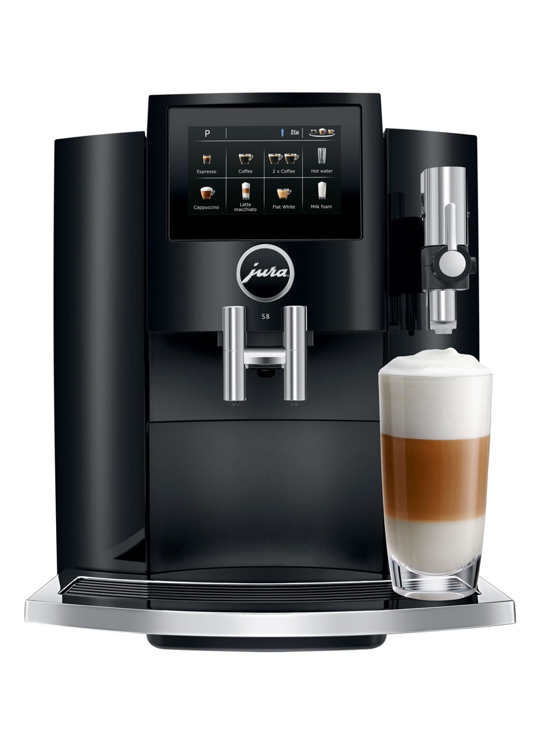 JURA S8 Piano Black (EA) koffiemachine - voorkant 2 zwart