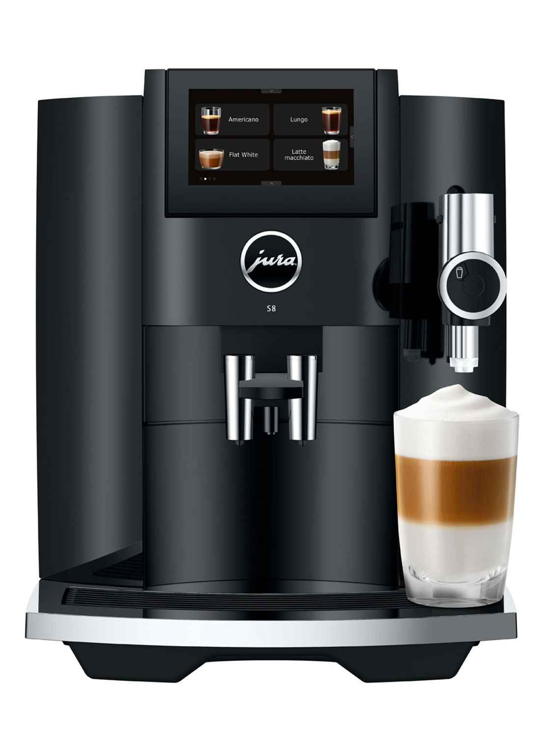 JURA S8 Piano Black EB volautomatische koffiemachine - voorkant zwart