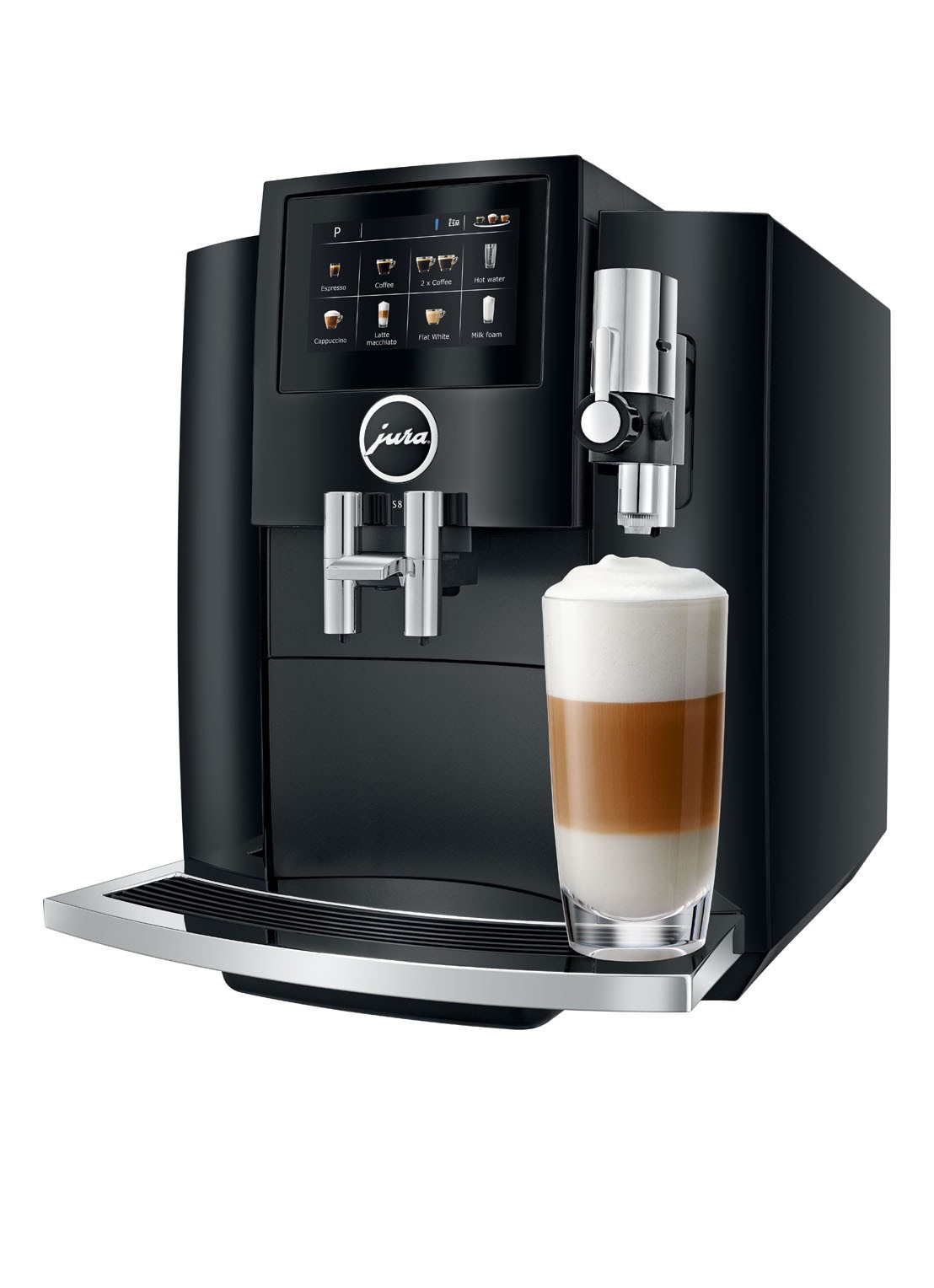 JURA S8 Piano Black EB volautomatische koffiemachine - voorkant 2 zwart