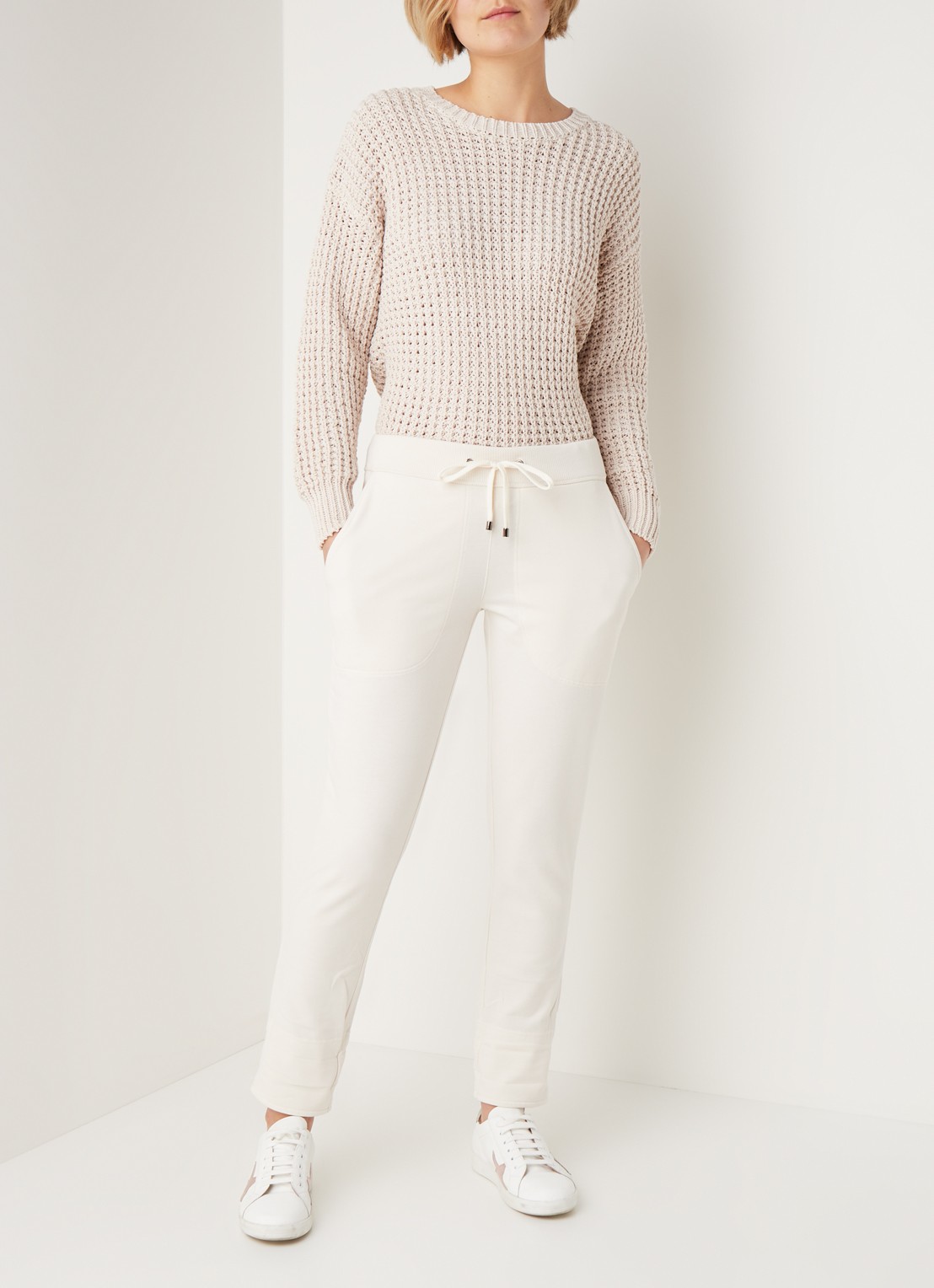 JUVIA Joggingbroek van fleece - voorkant 2 creme