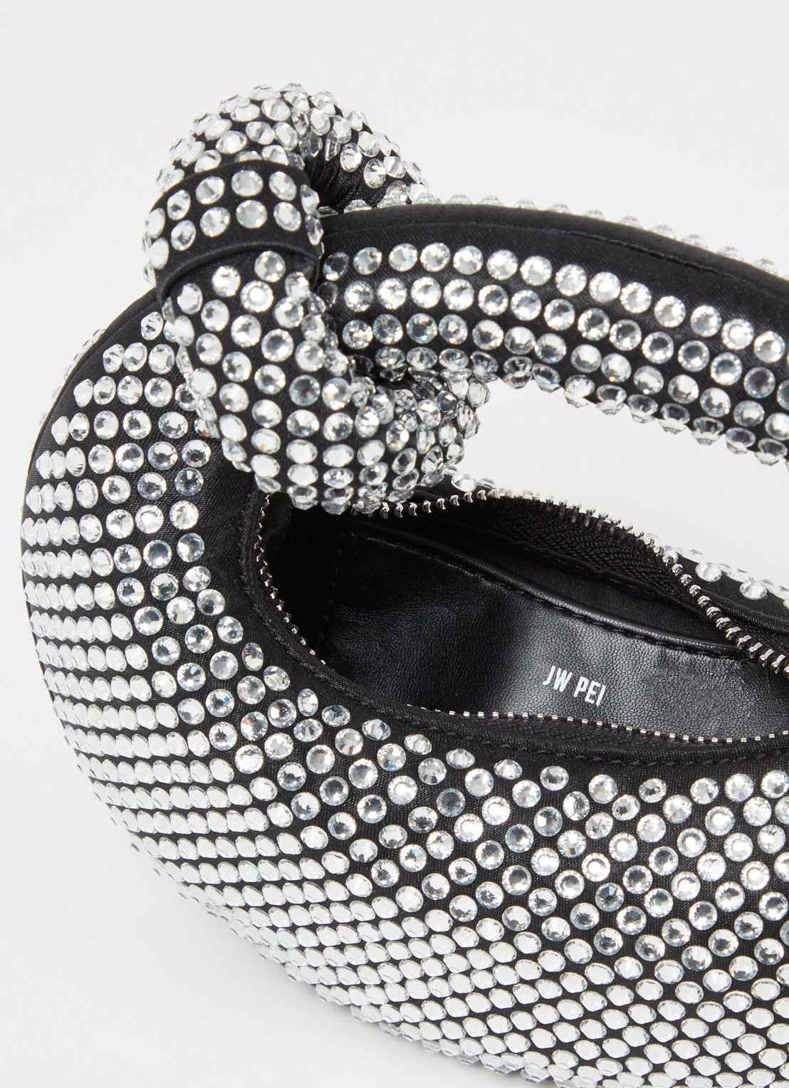 JW PEI Abacus Crystal handtas met strass - detail 3 zwart