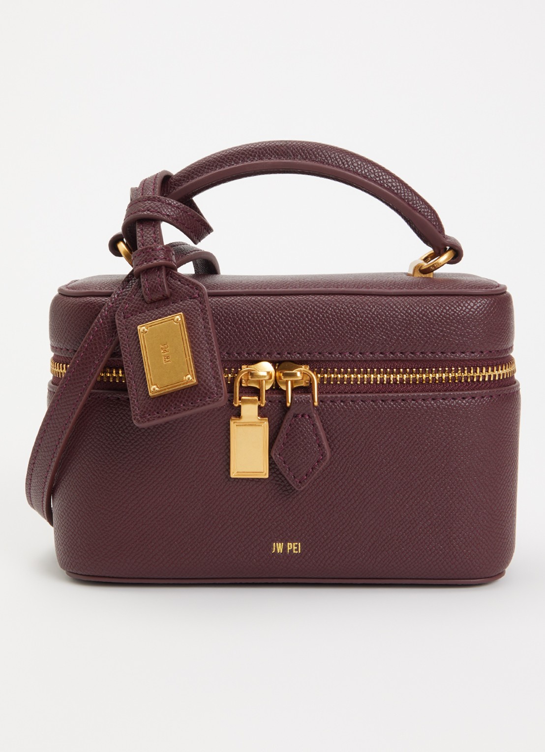 JW PEI Cleo Box handtas met afneembare schouderriem - voorkant bordeauxrood
