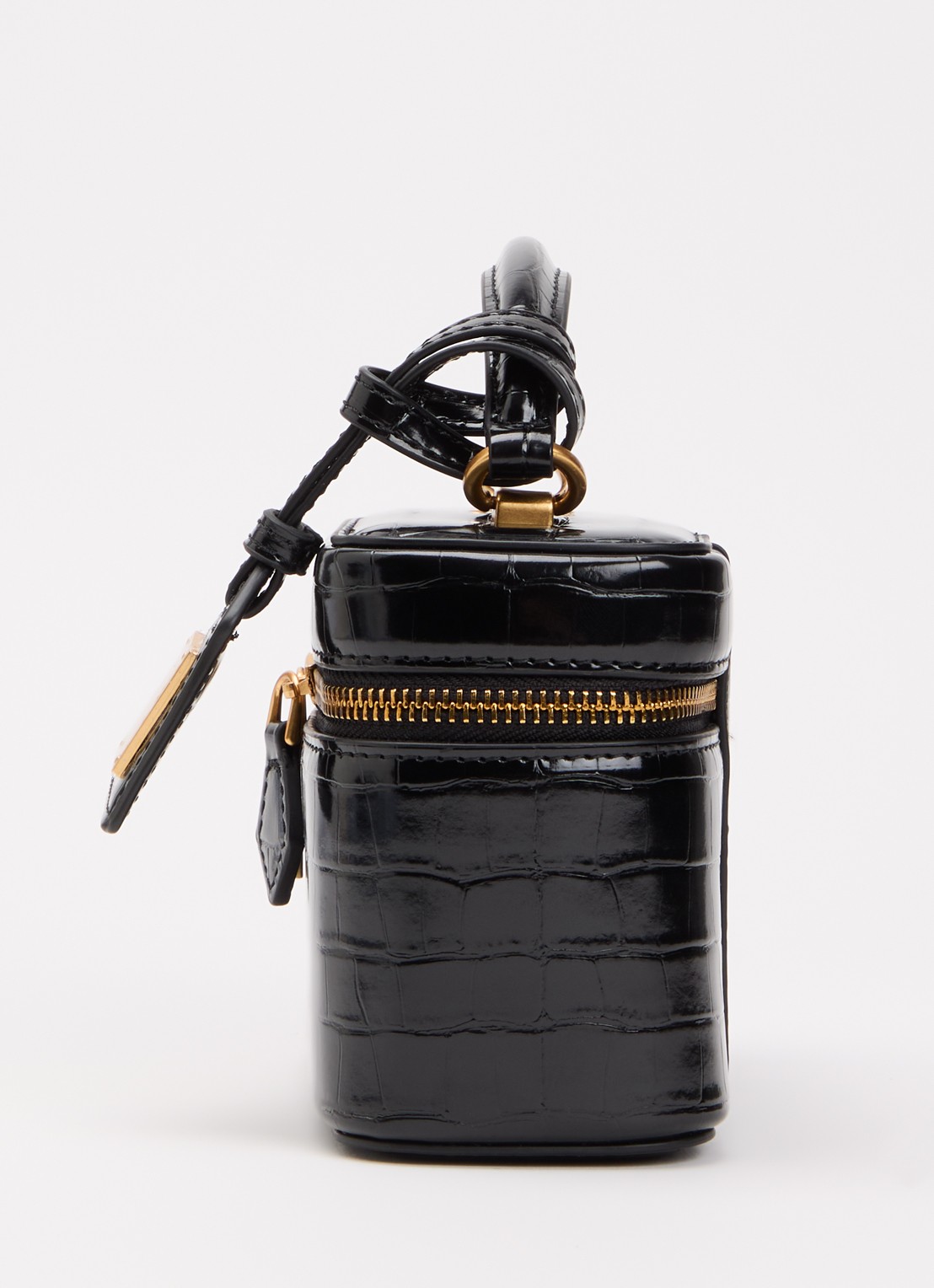 JW PEI Cleo Box handtas met crocostructuur en afneembare schouderriem - detail 4 zwart
