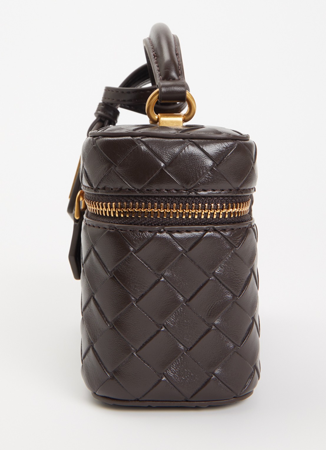 JW PEI Cleo Woven Box handtas met afneembare schouderriem - detail 4 donkerbruin