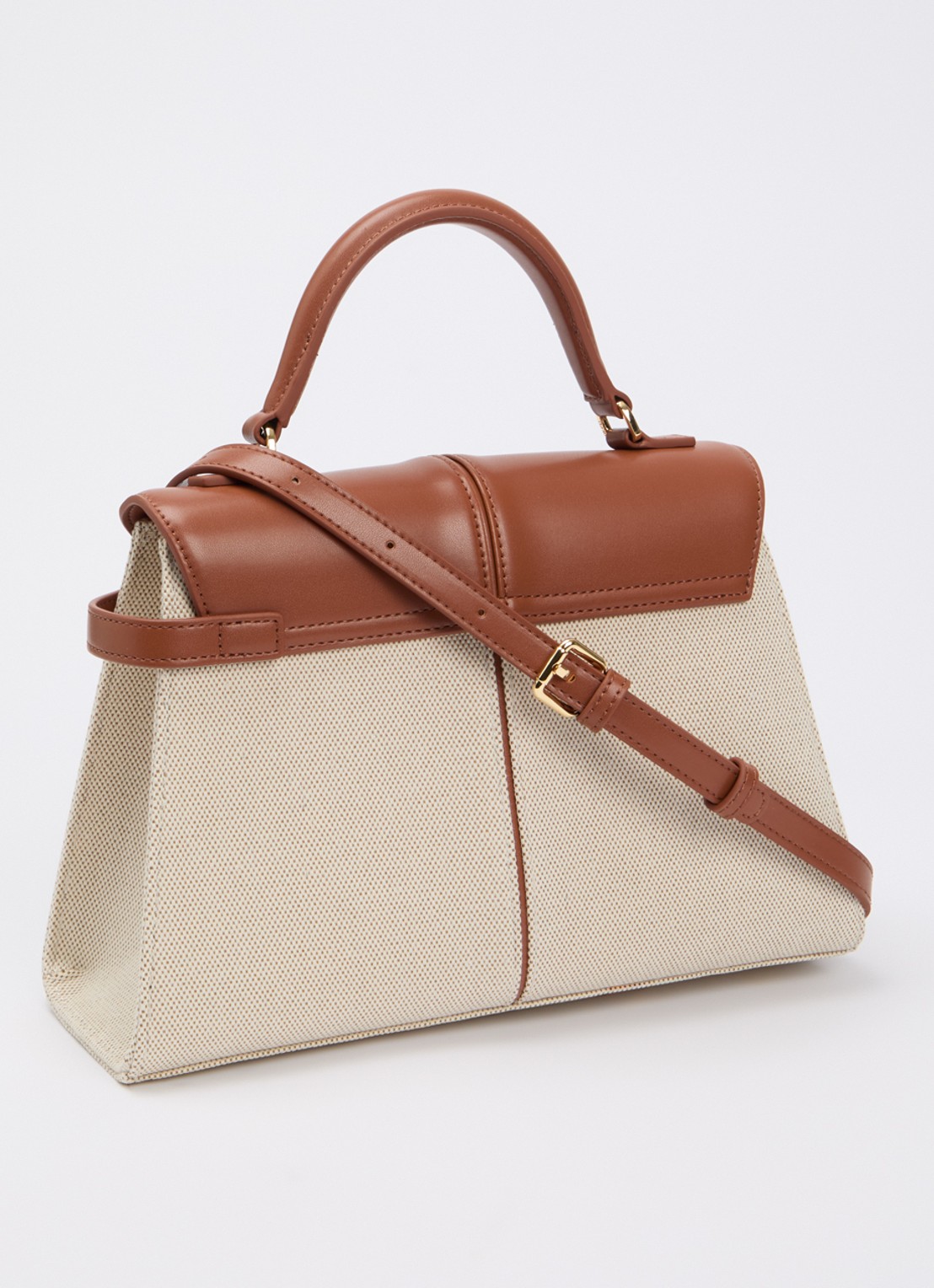JW PEI Elise Large handtas met afneembare schouderriem - achterkant cognac