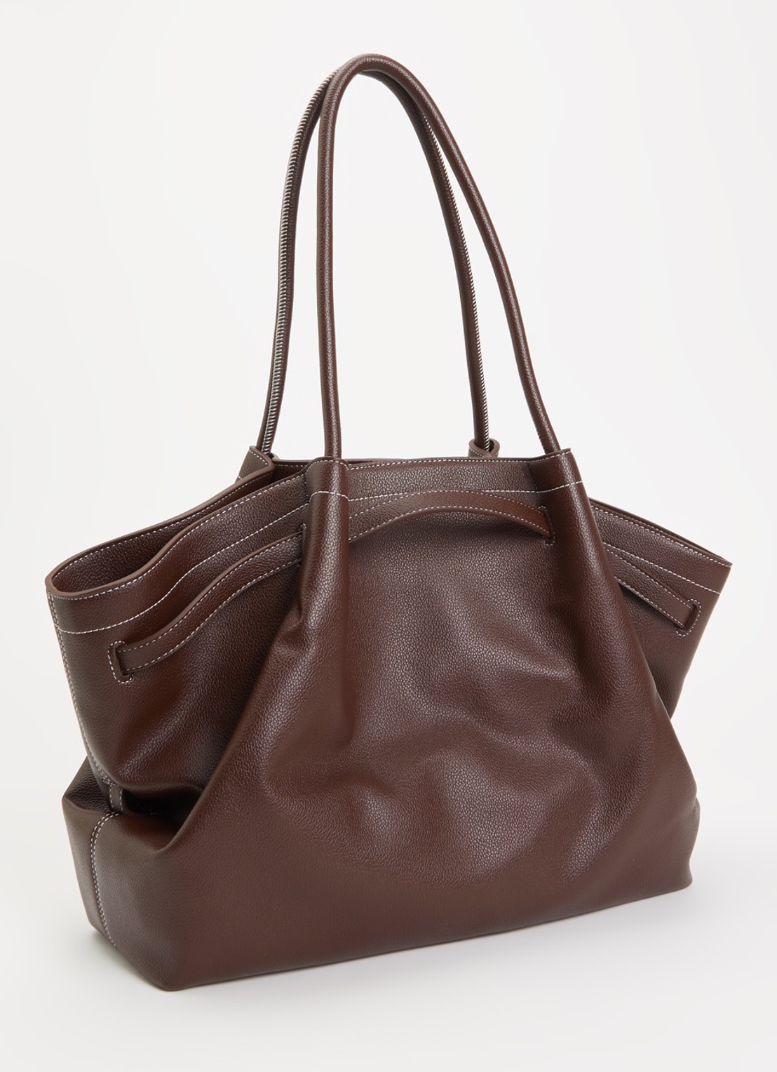 JW PEI Hana Large schoudertas met logo - achterkant 5 donkerbruin