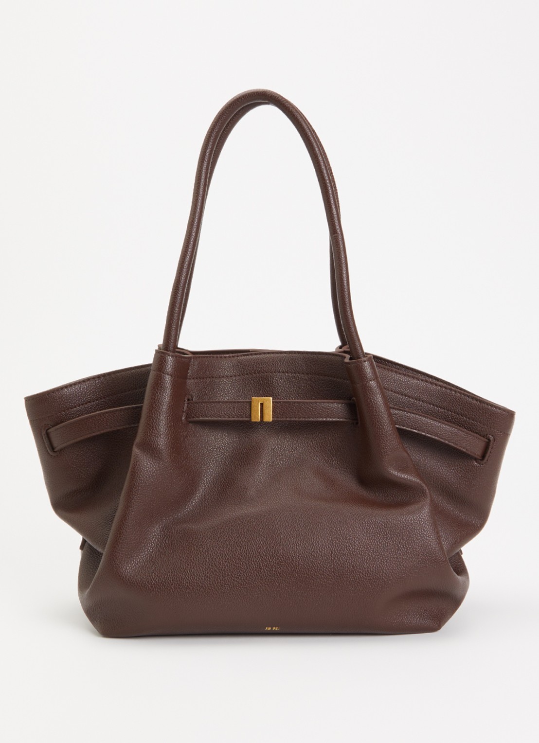 JW PEI Hana Medium schoudertas met logo - voorkant donkerbruin