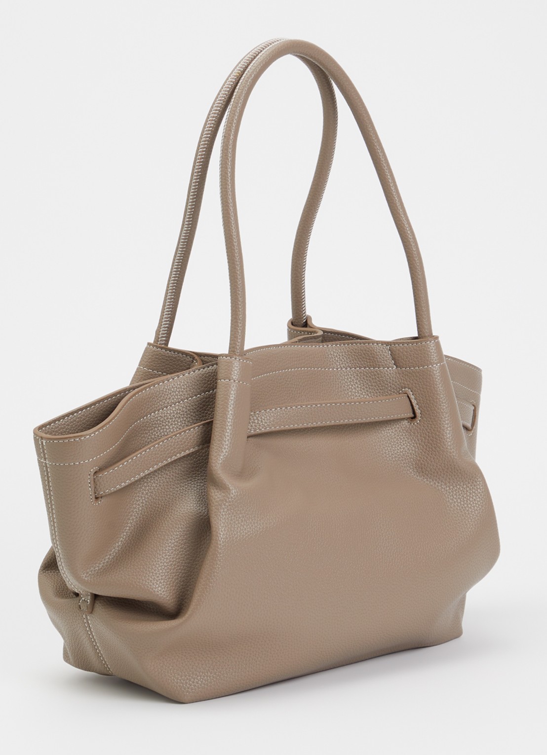 JW PEI Hana Medium schoudertas met logo - achterkant taupe
