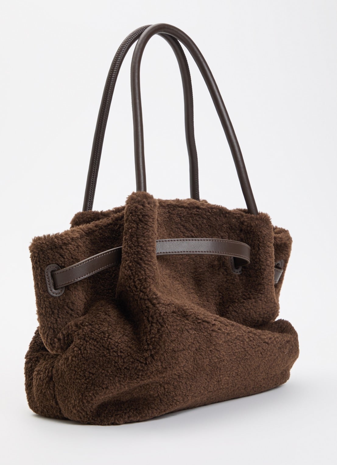 JW PEI Hana Medium schoudertas van teddy - achterkant 5 bruin