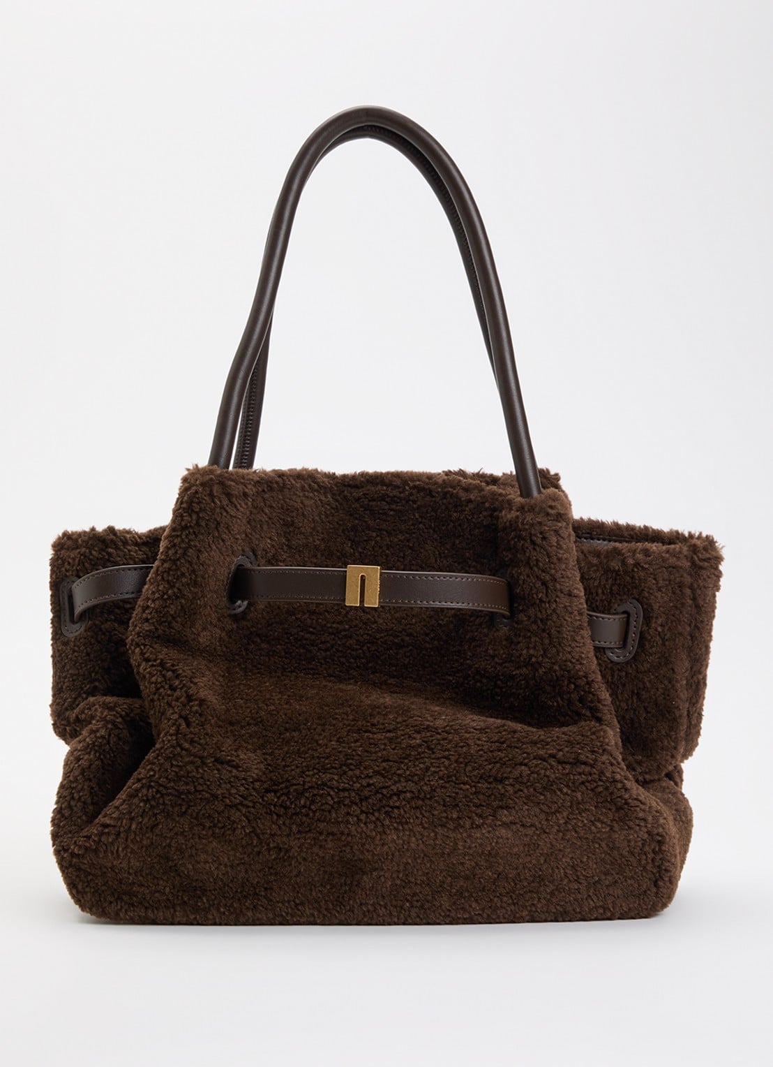 JW PEI Hana Medium schoudertas van teddy - voorkant 4 bruin