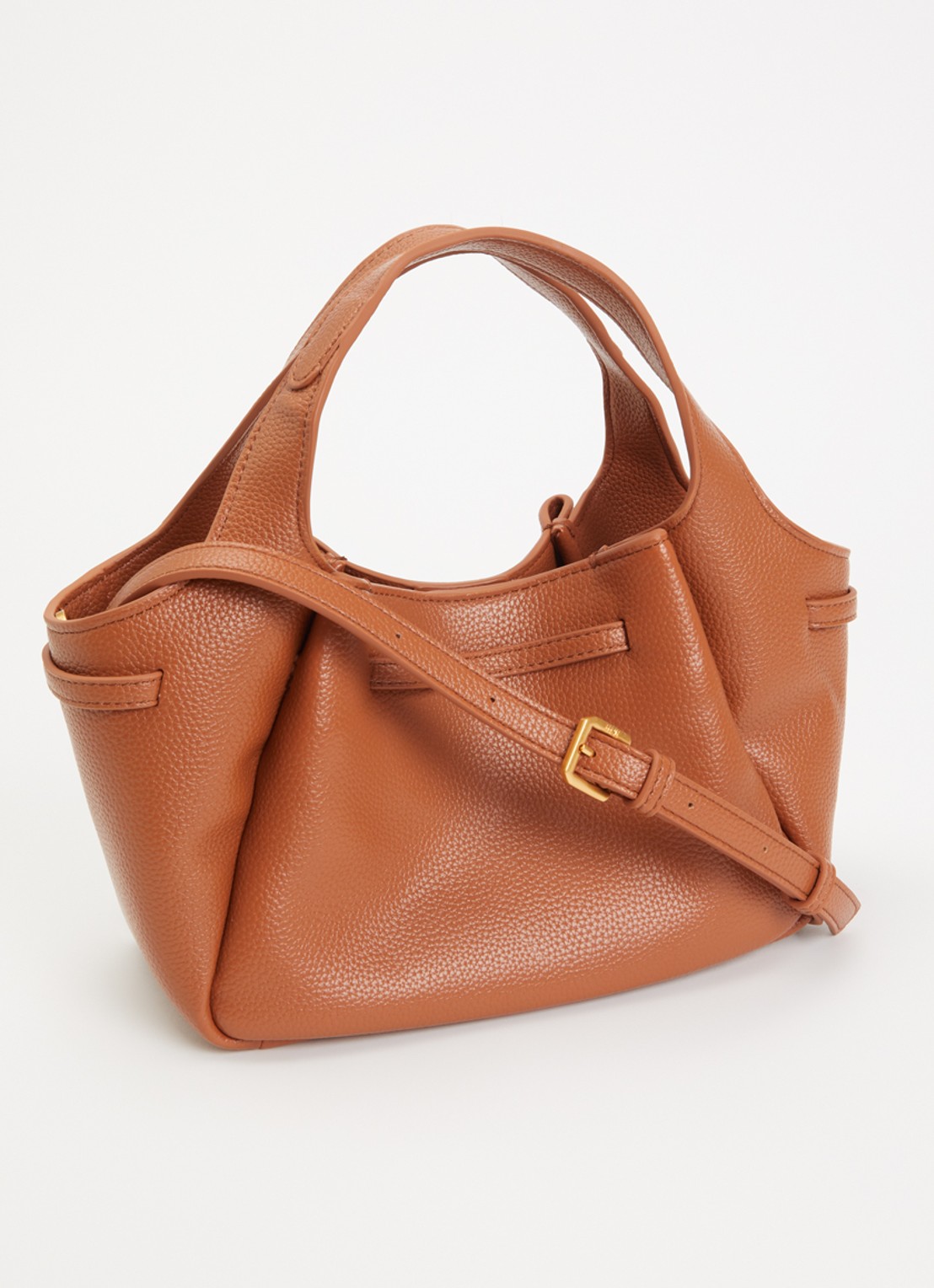 JW PEI Mabel Soft Bow handtas met afneembare schouderriem - achterkant cognac