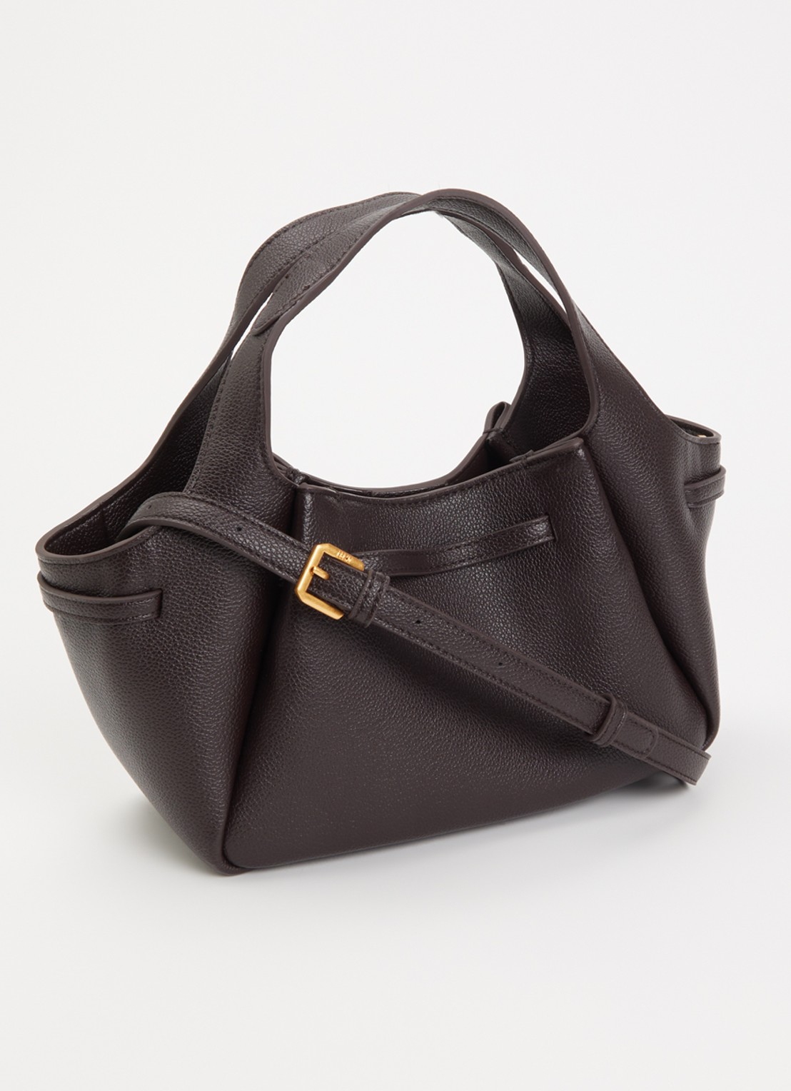 JW PEI Mabel Soft Bow handtas met afneembare schouderriem - achterkant donkerbruin