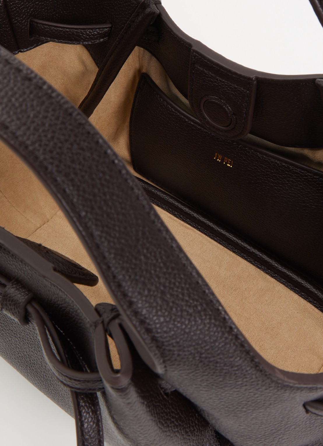 JW PEI Mabel Soft Bow handtas met afneembare schouderriem - detail 2 donkerbruin