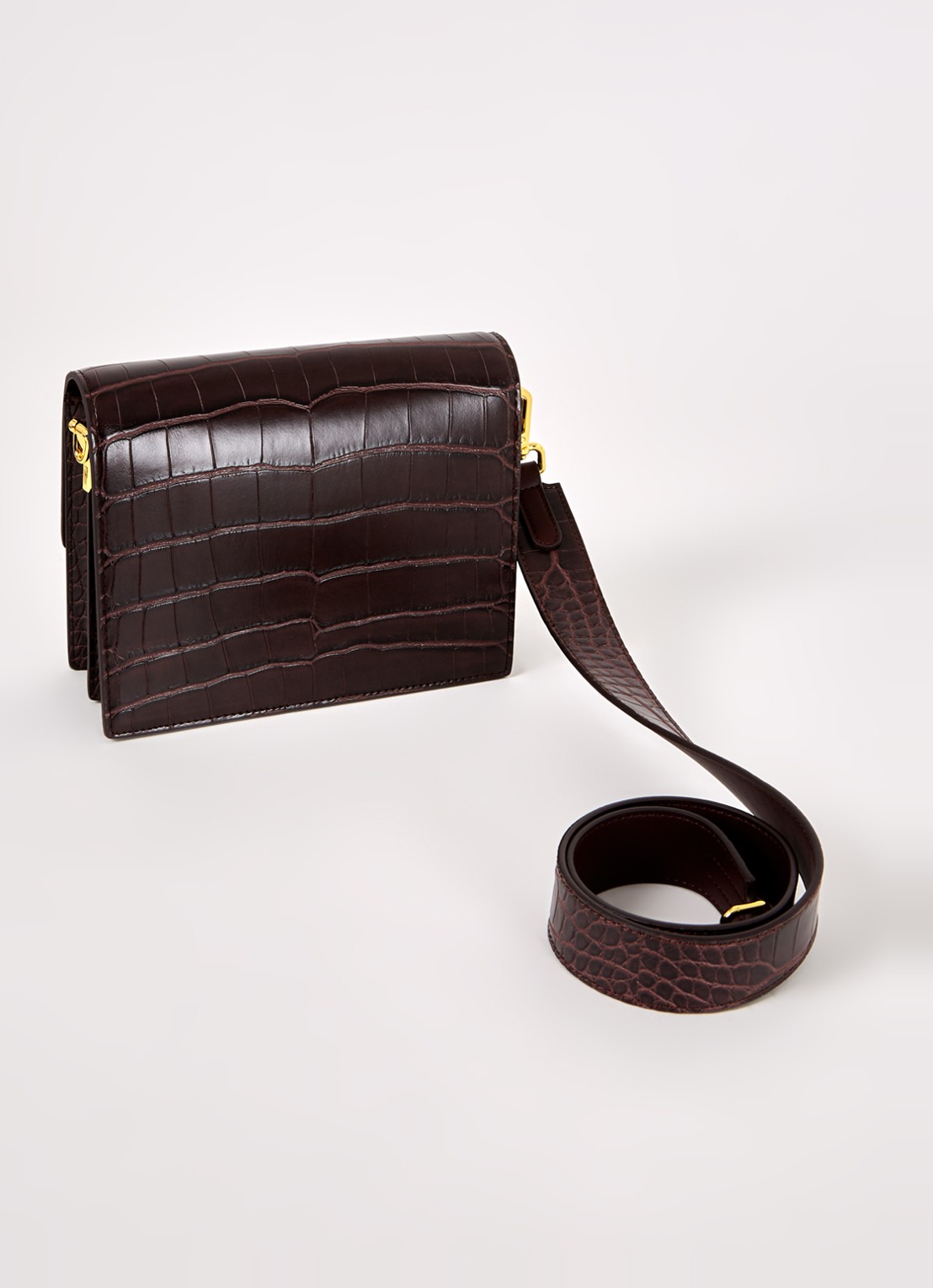 JW PEI Mini Flap crossbodytas   - achterkant 2 donkerbruin