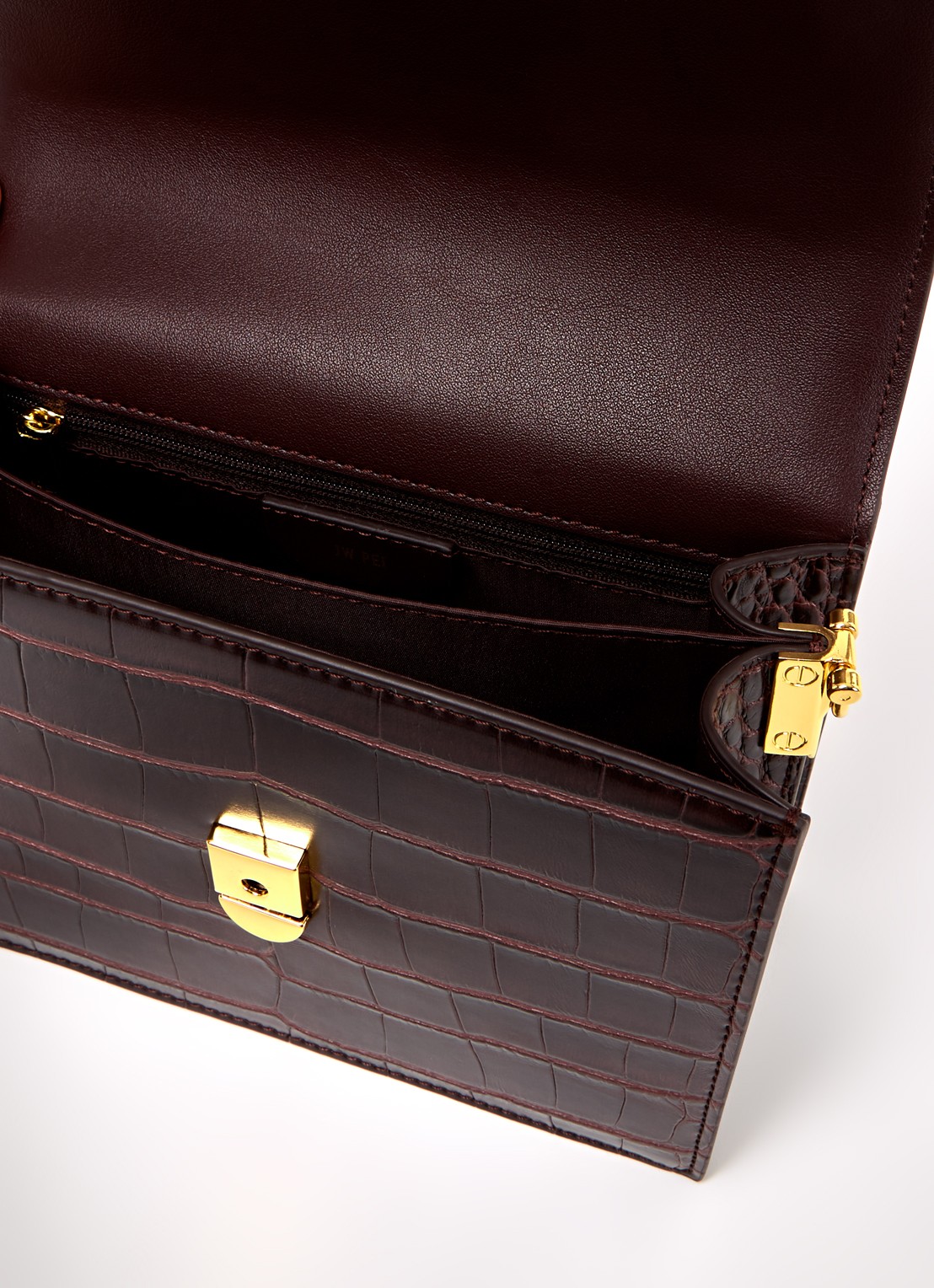 JW PEI Mini Flap crossbodytas   - detail 3 donkerbruin