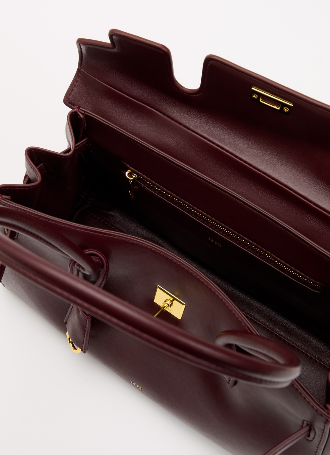 JW PEI Yara schoudertas met logo - detail bordeauxrood