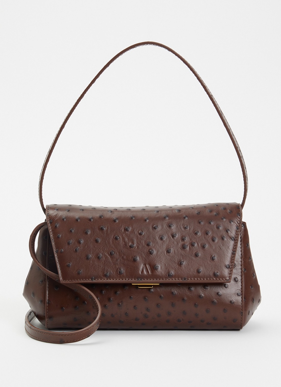 KAAI Ikon clutch van kalfsleer met textuur en afneembare schouderriem - voorkant 5 hazelnootbruin