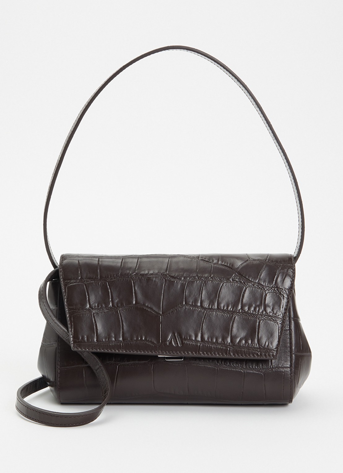 KAAI Ikon clutch van leer met afneembare schouderriem - voorkant donkerbruin
