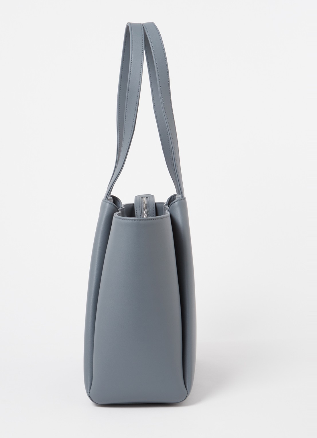 KAAI Midi Pyramid schoudertas van leer met 13,5 inch laptopvak - detail 3 grijs