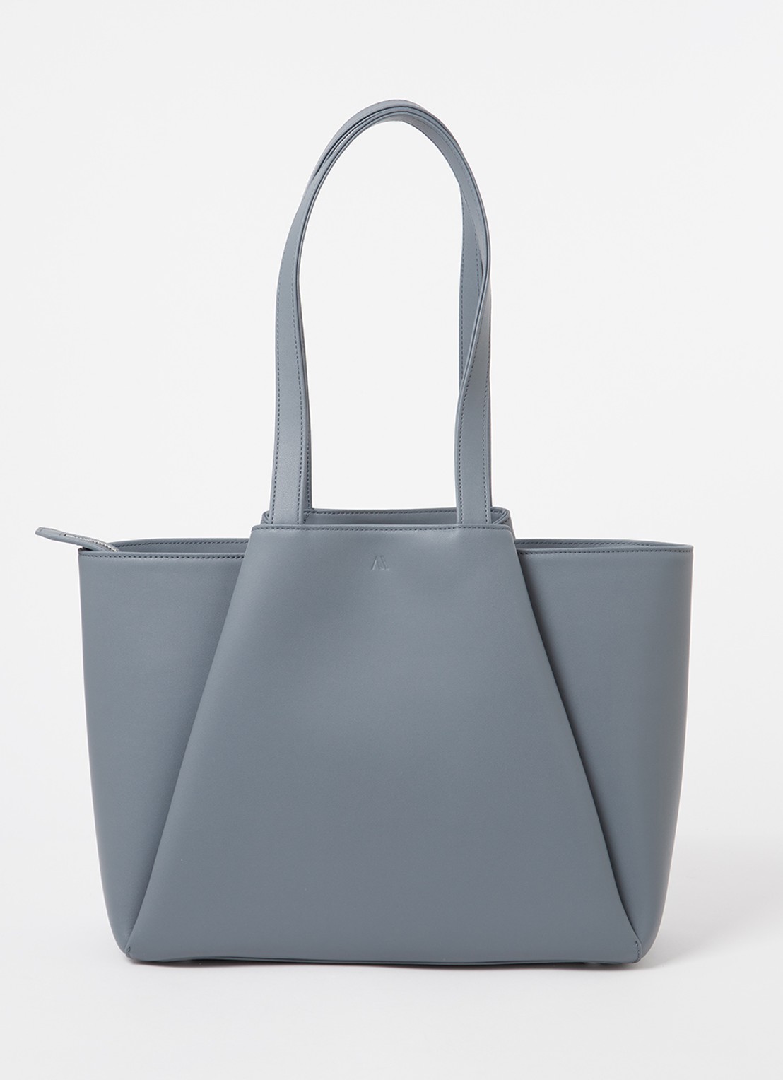 KAAI Midi Pyramid schoudertas van leer met 13,5 inch laptopvak - voorkant 4 grijs