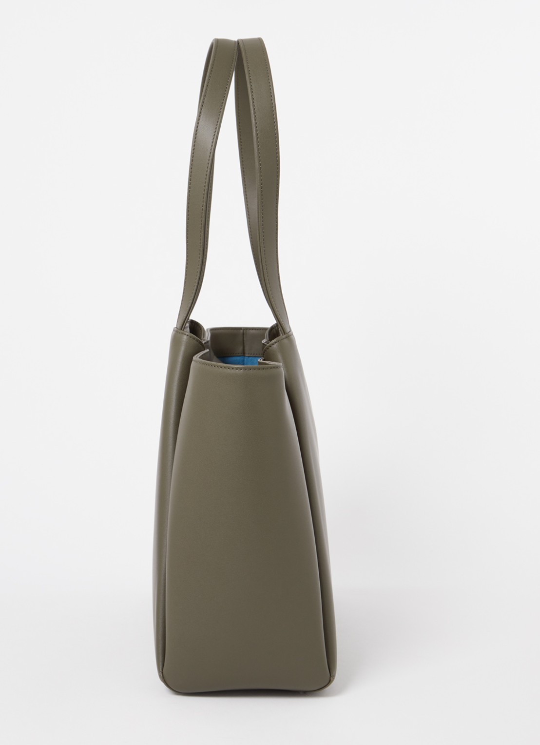 KAAI Midi Pyramid schoudertas van leer met 13,5 inch laptopvak - detail 3 bronsgroen