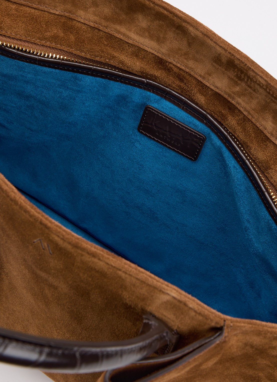 KAAI Mini Horizon handtas van suède met afneembare schouderriem - detail 2 cognac