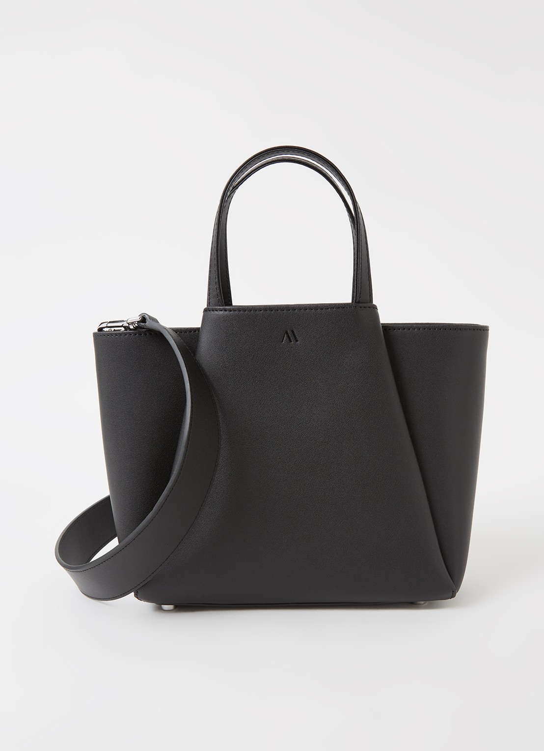KAAI Mini Pyramid crossbodytas van leer - voorkant zwart