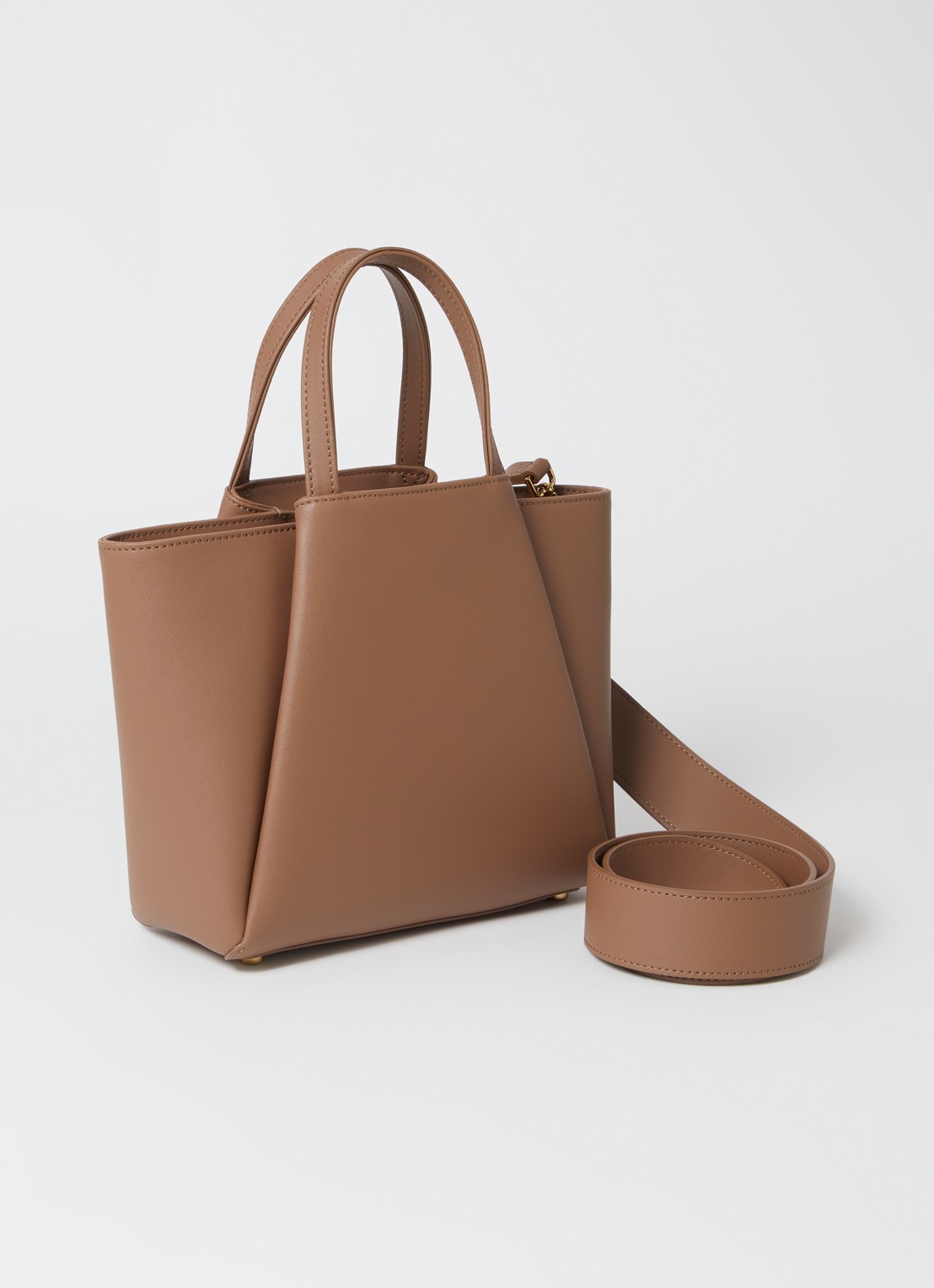 KAAI Mini Pyramid crossbodytas van leer - achterkant taupe