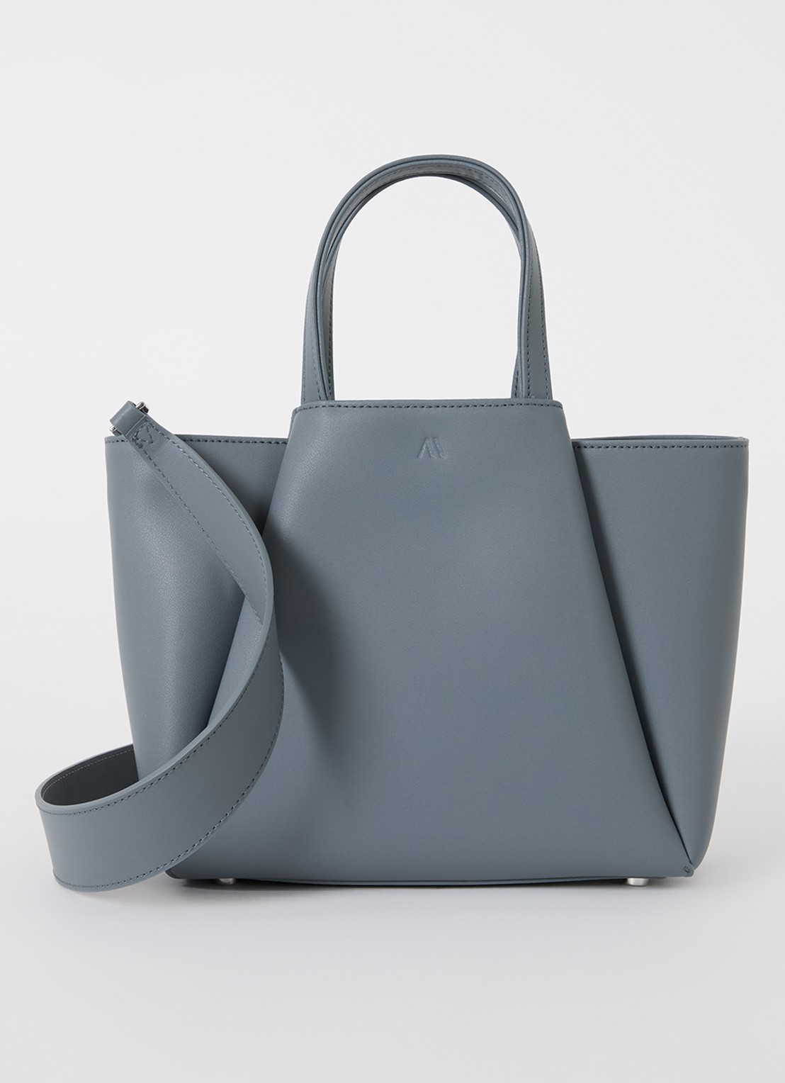 KAAI Mini Pyramid crossbodytas van leer - voorkant 2 grijs