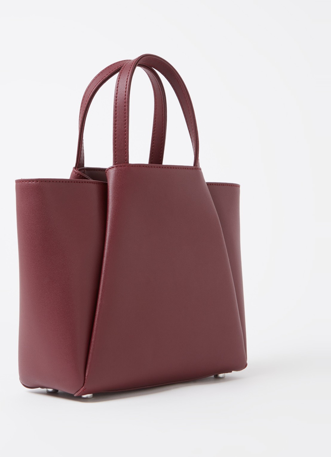 KAAI Mini Pyramid crossbodytas van leer - achterkant bordeauxrood