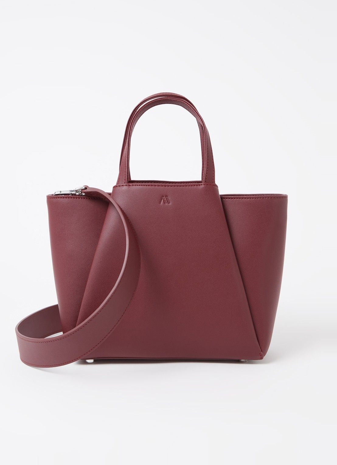 KAAI Mini Pyramid crossbodytas van leer - voorkant 2 bordeauxrood