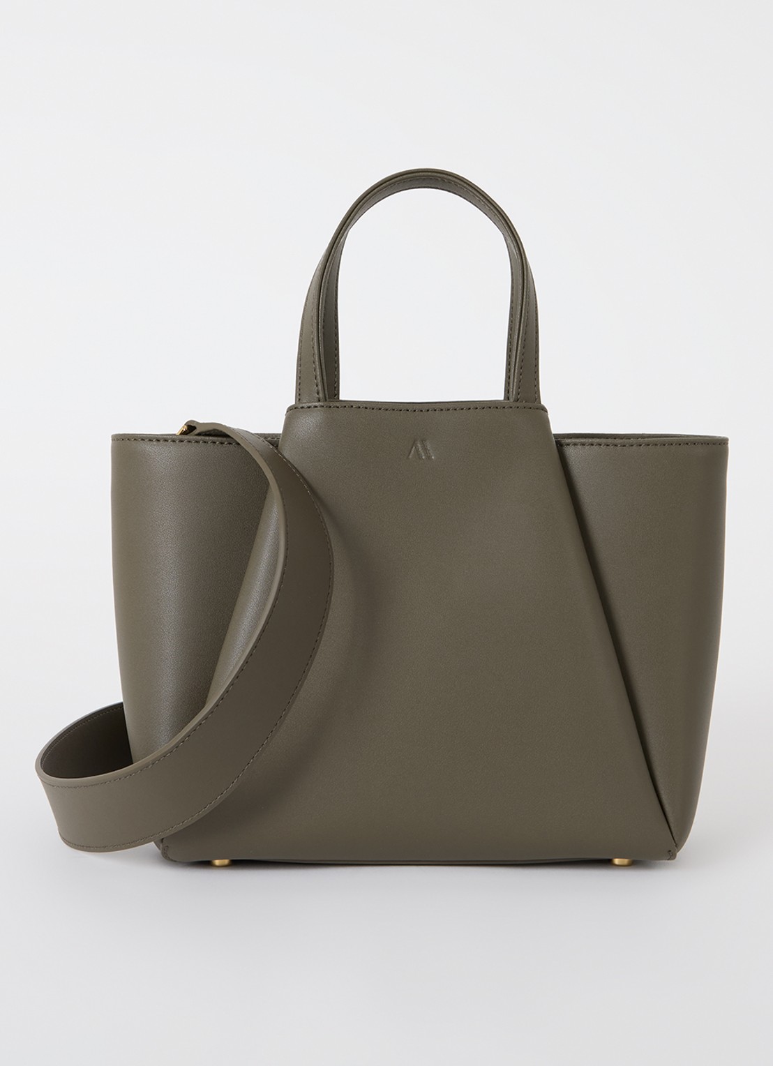 KAAI Mini Pyramid crossbodytas van leer - voorkant bronsgroen