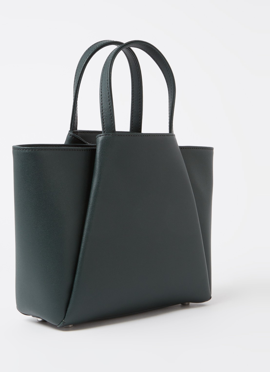 KAAI Mini Pyramid crossbodytas van leer - achterkant donkergroen