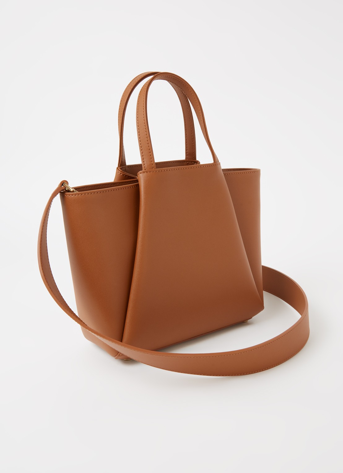 KAAI Mini Pyramid crossbodytas van leer - achterkant 4 bruin