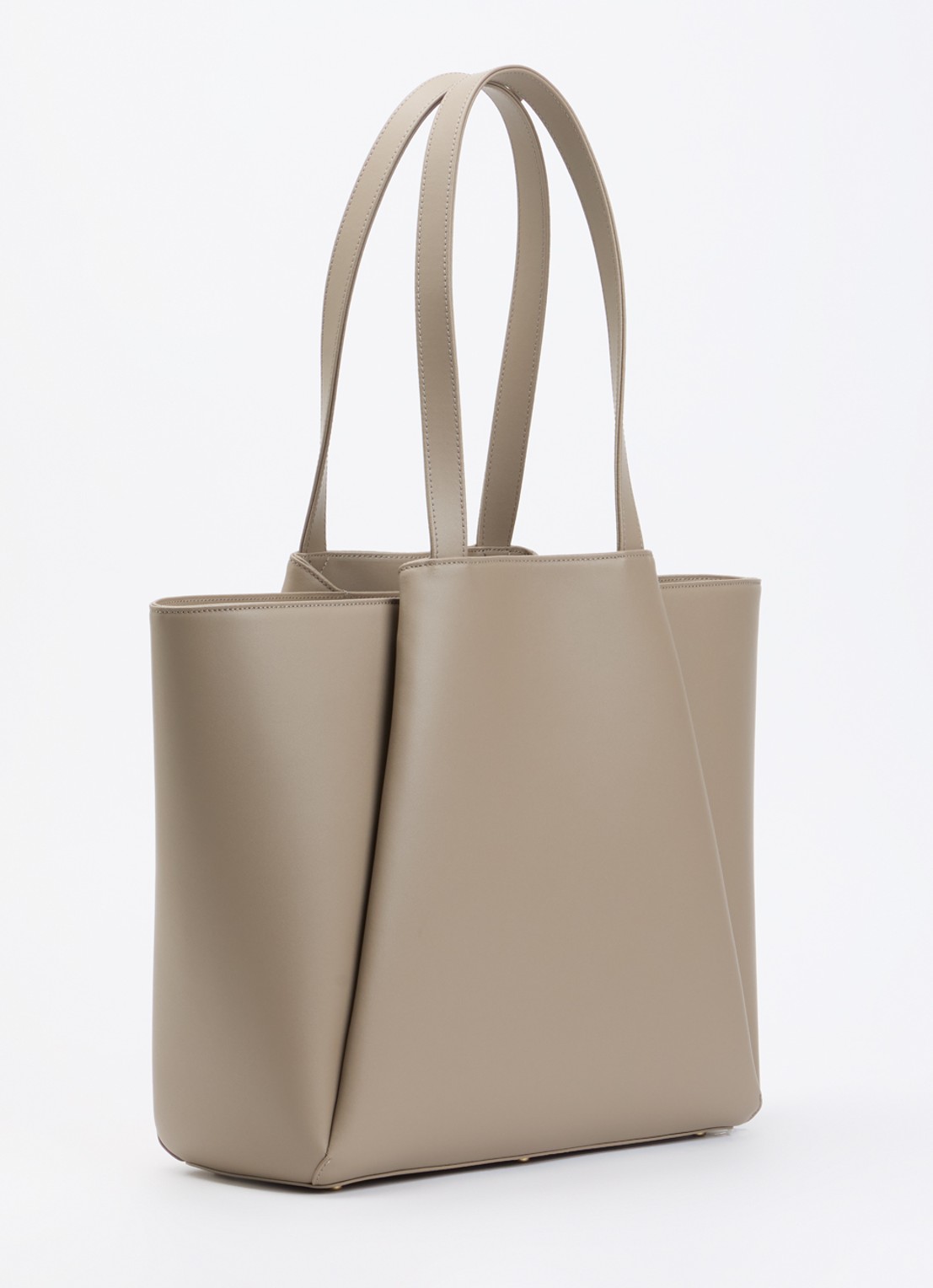 KAAI Pyramid schoudertas van leer met 15 inch laptopvak - achterkant taupe