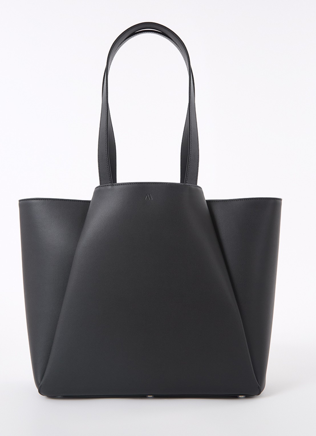 KAAI Pyramid schoudertas van leer met 15 inch laptopvak - voorkant 3 zwart