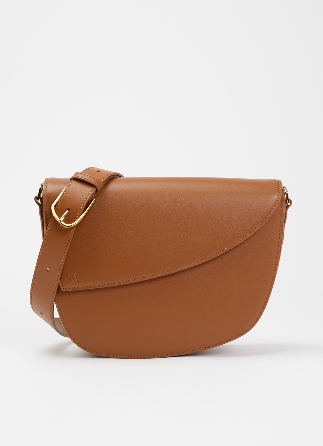 KAAI Rebel crossbodytas van leer - voorkant 2 cognac