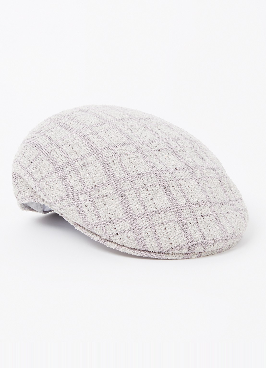 Kangol Summer Prep 504 flatcap met ruitdessin - voorkant lichtgrijs