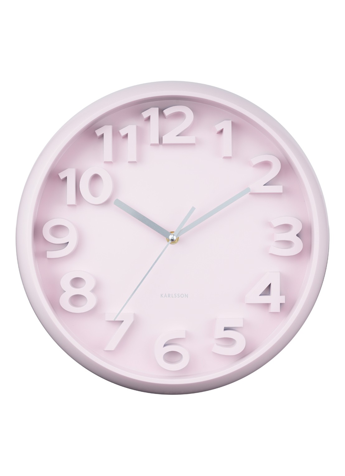 Karlsson Elevated Classic Numbers wandklok  - voorkant roze