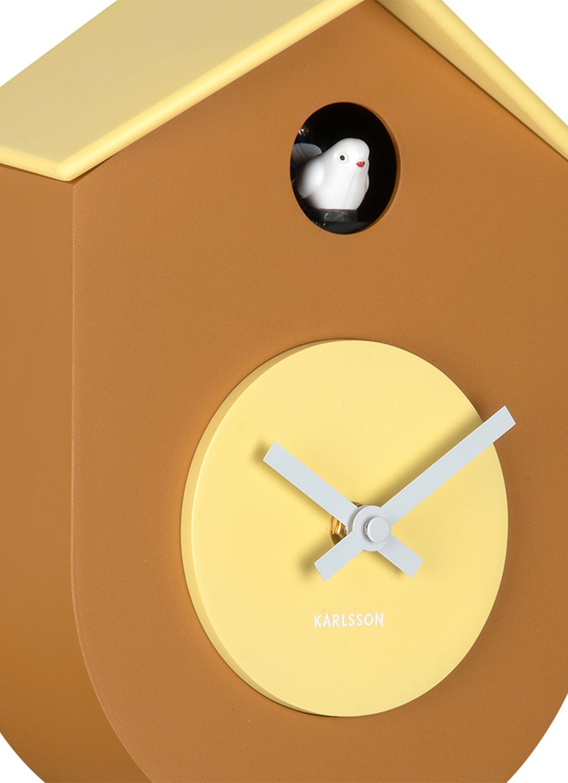 Karlsson Grato Cuckoo wandklok - detail 4 geel