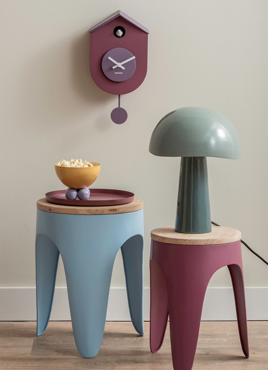 Karlsson Grato Cuckoo wandklok - voorkant 2 paars