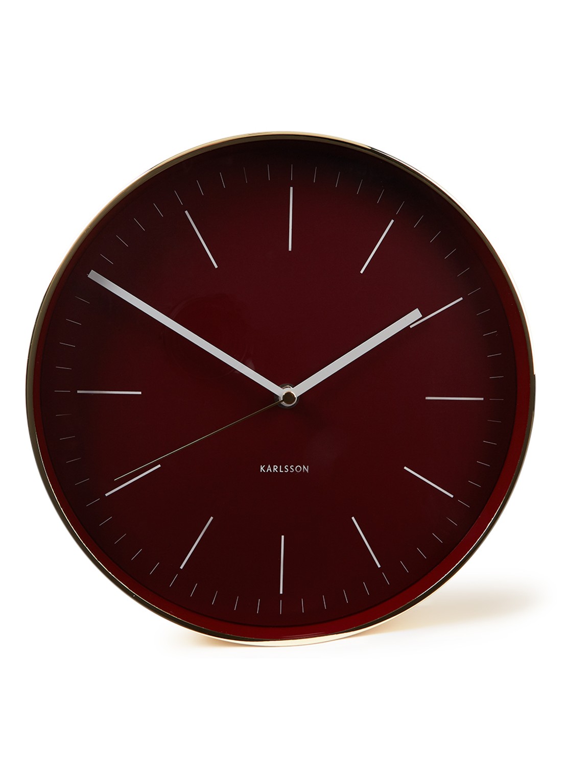 Karlsson Minimal wandklok 27,5 cm - voorkant bordeauxrood