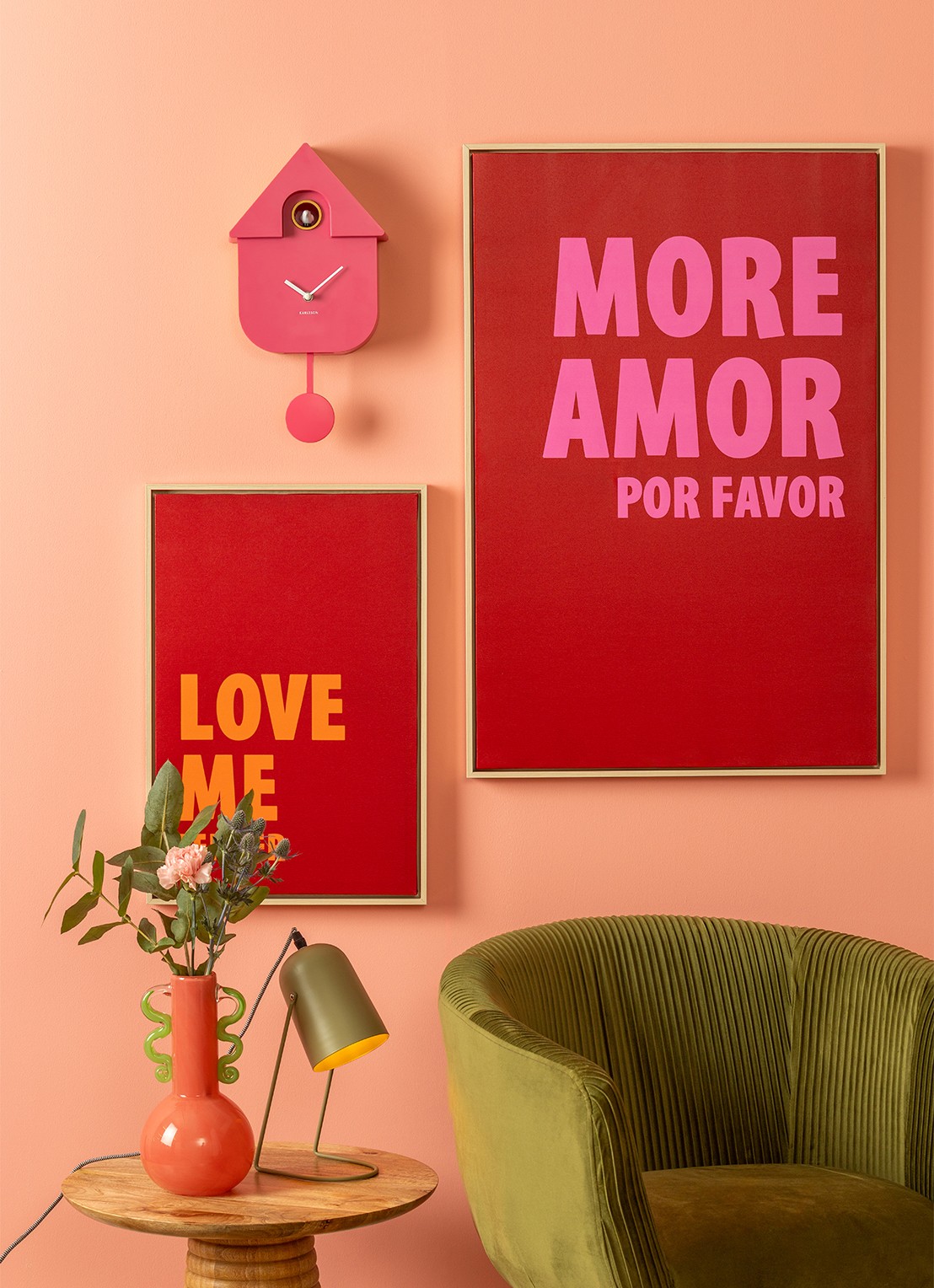 Karlsson Modern Cuckoo klok - voorkant 3 roze