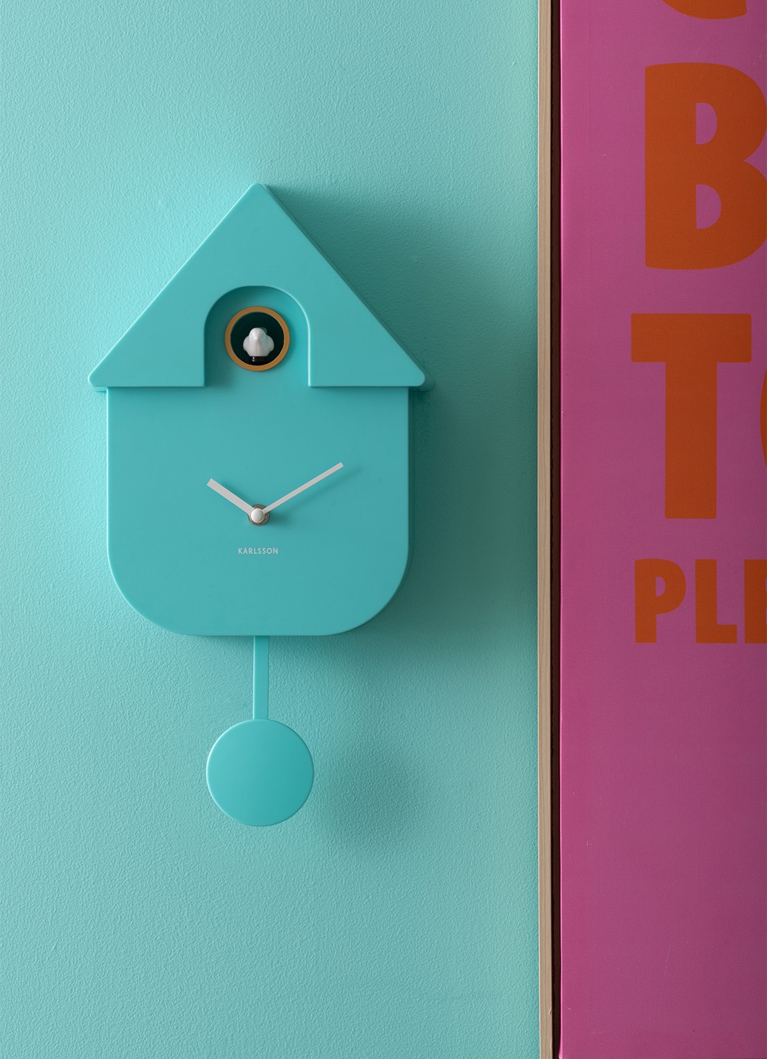Karlsson Modern Cuckoo klok - voorkant 4 turquoise