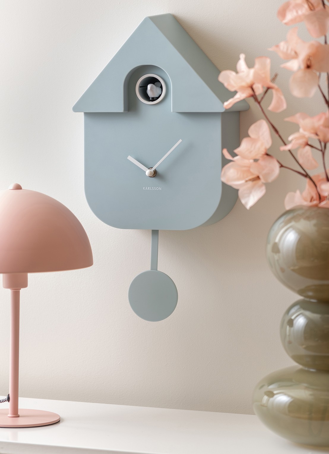 Karlsson Modern Cuckoo klok - voorkant 2 blauwgrijs