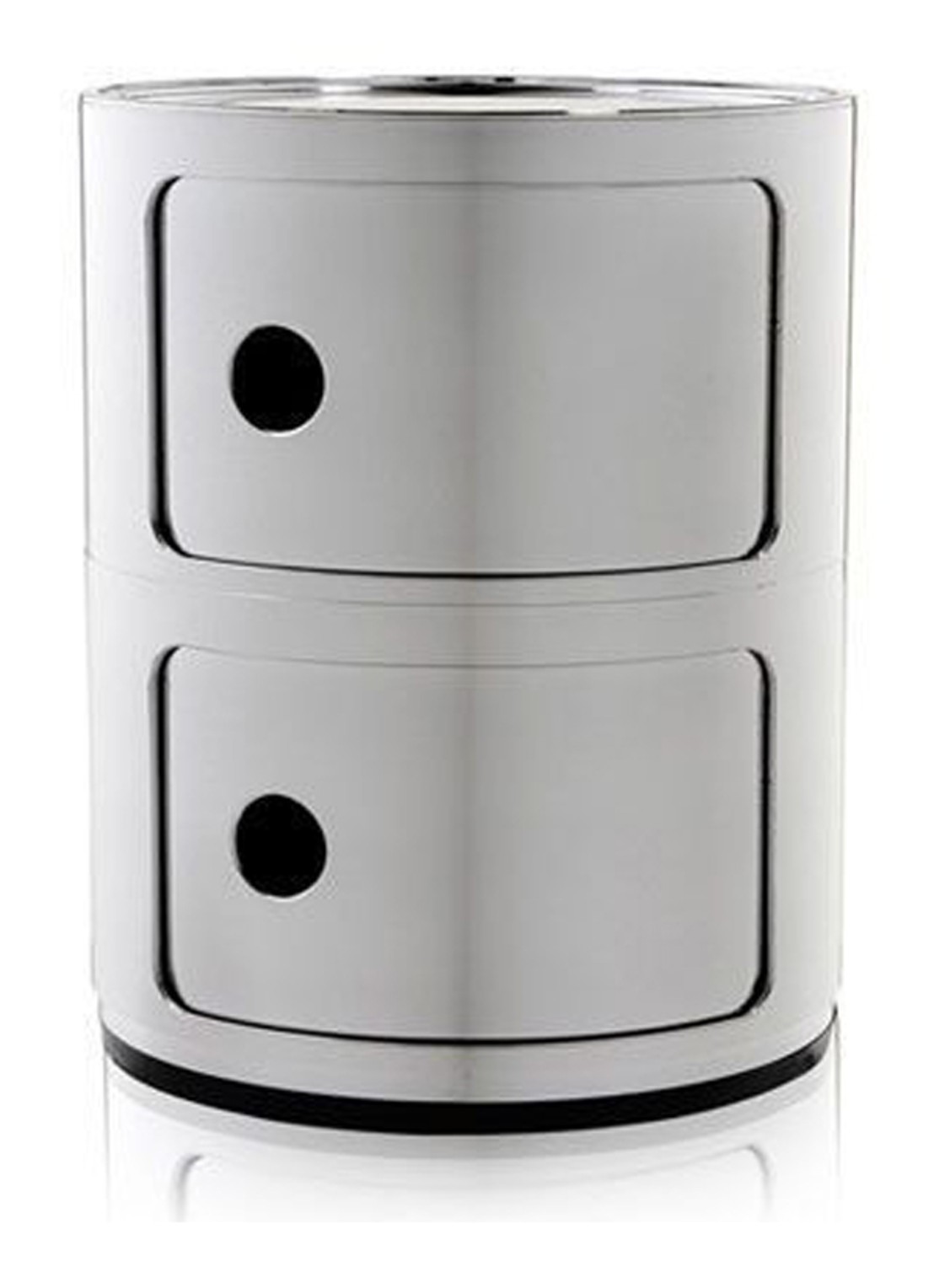 Kartell Componibili kast nachtkast metallic (2 comp.) Ø32 cm - voorkant zilver